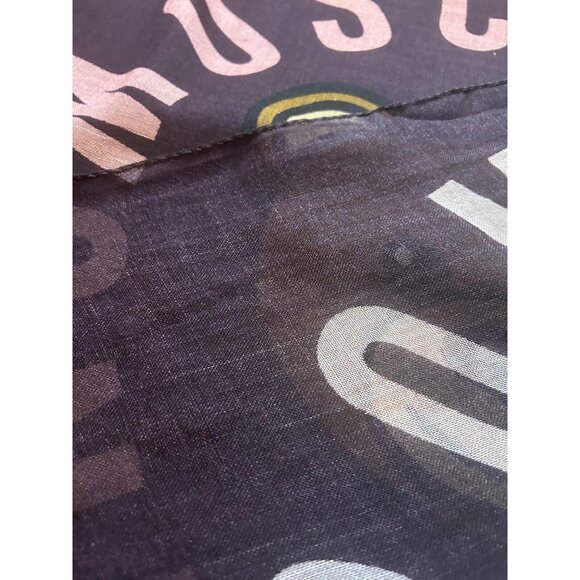 MOSCHINO Brown & Pink Logo Rect Wool Blend Scarf Itlay 71’’-25’’ See Description - Picture 3 of 5